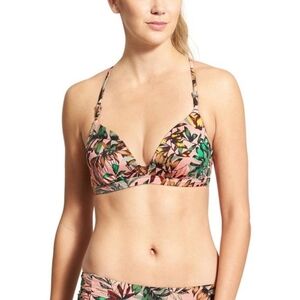 ATHLETA Aqualuxe Tropical Print Bikini Top S